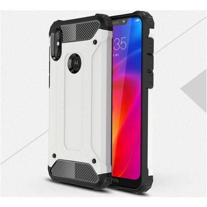 Mobigear Outdoor Motorola One Power Hoesje Hardcase Backcover Shockproof - Wit
