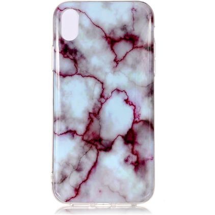 Mobigear Marble iPhone XS Max Hoesje Flexibel TPU Backcover - Paars