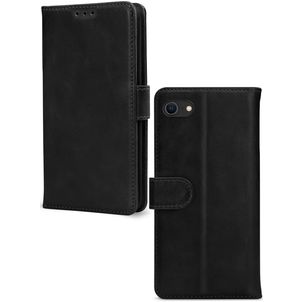 Mobilize Wallet iPhone SE (2022) Hoesje Echt Leer Bookcase Portemonnee - Zwart