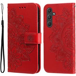 Mobigear Flowers Samsung Galaxy A55 Hoesje Bookcase Portemonnee - Rood