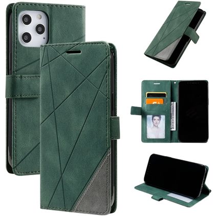 Mobigear Rhombus iPhone 12 Pro Max Hoesje Bookcase Portemonnee - Groen