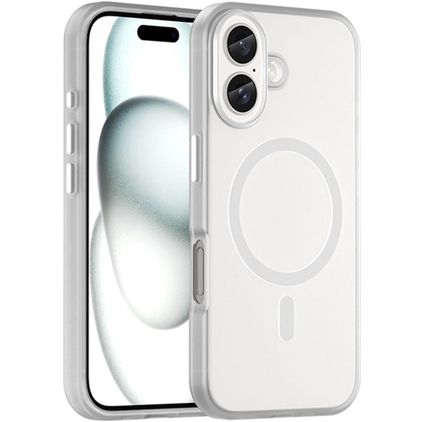 Mobigear Shockproof iPhone 16 MagSafe Hoesje Flexibel TPU Backcover - Wit