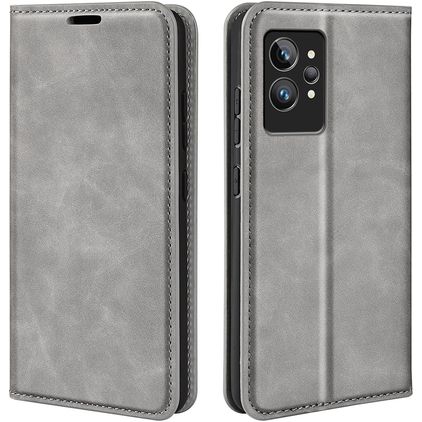 Mobigear Retro Slim Realme GT2 Pro Hoesje Bookcase Portemonnee - Grijs