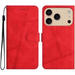 Mobigear Stitch iPhone 17 Pro Max Hoesje Bookcase Portemonnee - Rood