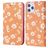 Mobigear Daisies iPhone 12 Pro Max Hoesje Bookcase Portemonnee - Oranje