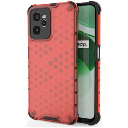 Mobigear Honeycomb Realme C35 Hoesje Hardcase Backcover Shockproof - Rood