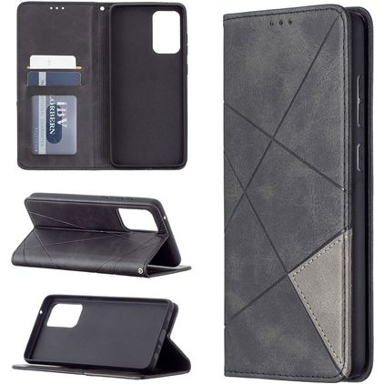 Mobigear Rhombus Slim Samsung Galaxy A72 Hoesje Bookcase - Zwart