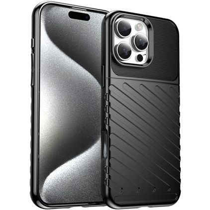 Mobigear Groove iPhone 16 Pro Max Hoesje Flexibel TPU Backcover - Zwart
