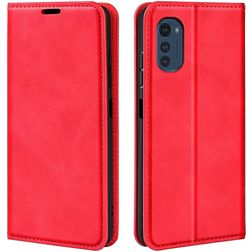 Mobigear Retro Slim Motorola Moto E32 Hoesje Bookcase Portemonnee - Rood