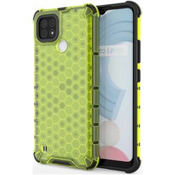 Mobigear Honeycomb Realme C21 Hoesje Hardcase Backcover Shockproof - Groen
