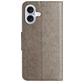 Mobigear Flowers iPhone 16 Hoesje Bookcase Portemonnee - Grijs