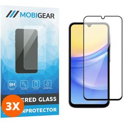 Mobigear Premium Samsung Galaxy A15 Glazen Screenprotector - Case Friendly - Zwart (3-Pack)