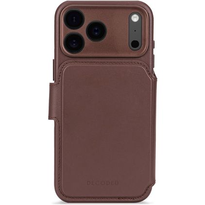Decoded Detachable Wallet iPhone 17 Pro Max MagSafe Hoesje Echt Leer Uitneembare 2in1 Bookcase Portemonnee - Chocolate Brown