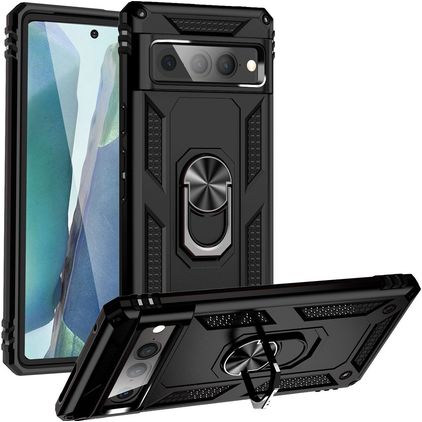 Mobigear Armor Ring Google Pixel 7 Pro Hoesje Hardcase Backcover Shockproof met Ringhouder - Zwart