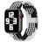 Mobigear Braided Nylon Apple Watch Bandje Klemsluiting - 49/46/45/44 mm - Zwart / Wit