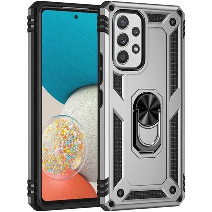 Mobigear Armor Ring Samsung Galaxy A53 Hoesje Hardcase Backcover Shockproof met Ringhouder - Zilver