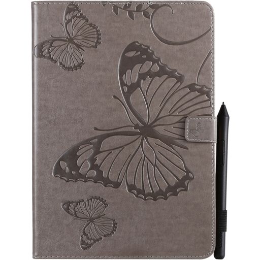 Mobigear Butterfly iPad 7 (2019) Hoes Bookcase + Stylus Houder - Grijs