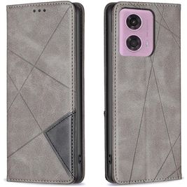 Mobigear Rhombus Slim Motorola Moto G24 Hoesje Bookcase - Grijs Mobigear Rhombus Slim Motorola Moto G24 Hoesje Bookcase - Grijs