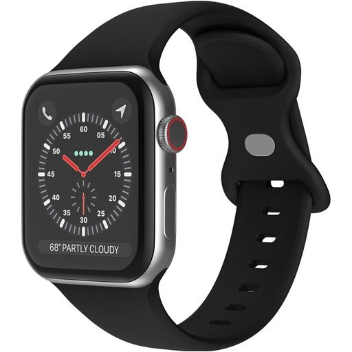 Mobigear Sport Dual Siliconen Apple Watch Bandje Druksluiting - 49/46/45/44 mm - Zwart