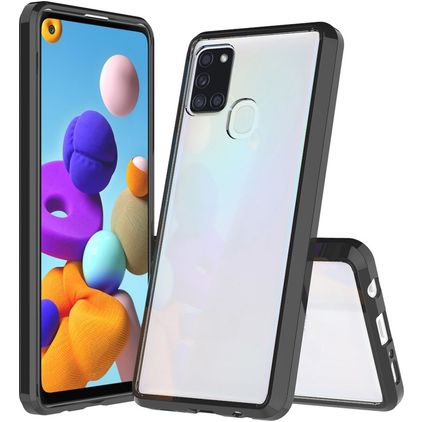 Mobigear Crystal Samsung Galaxy A21s Hoesje Hardcase Backcover - Zwart / Transparant