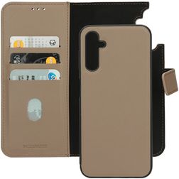 Mobiparts Samsung Galaxy A14 Hoesje Echt Leer Uitneembare 2in1 Bookcase Portemonnee - Taupe