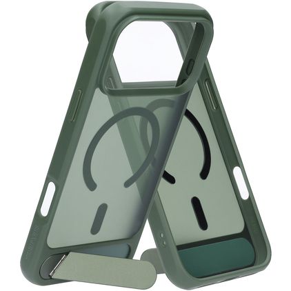 Mobiparts Hardcover iPhone 18 Pro Max MagSafe Hoesje Hardcase Backcover met Standaard - Satin Green