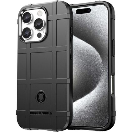 Mobigear Rugged Shield iPhone 16 Pro Max Hoesje Flexibel TPU Backcover Shockproof - Zwart