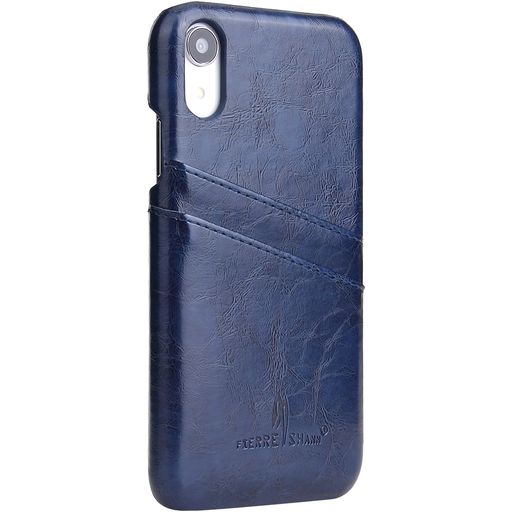 Fierre Shann Premium Card iPhone XR Hoesje Backcover met Pasjeshouder - Blauw