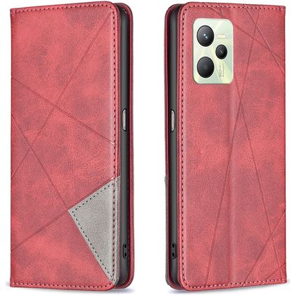 Mobigear Rhombus Slim Realme C35 Hoesje Bookcase - Rood