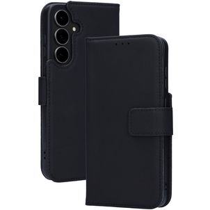 Mobiparts Wallet Samsung Galaxy S25 FE Hoesje Echt Leer Bookcase Portemonnee - Zwart