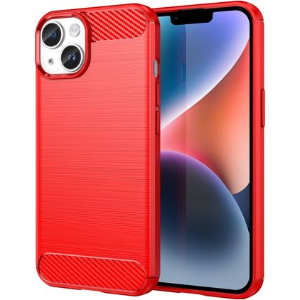 Mobigear Brushed Slim iPhone 15 Hoesje Flexibel TPU Backcover - Rood