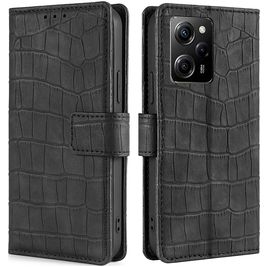 Mobigear Croco POCO X5 Pro Hoesje Bookcase Portemonnee - Zwart
