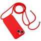 Mobigear Lanyard iPhone 15 Siliconen Hoesje met koord - Rood