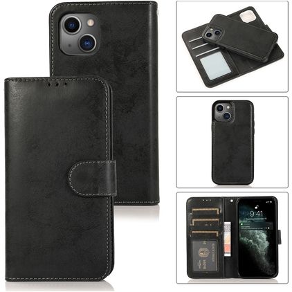 Mobigear Wallet iPhone 15 Plus Hoesje Uitneembare 2in1 Bookcase Portemonnee - Zwart