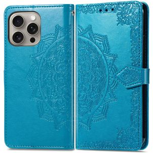 Mobigear Mandala iPhone 16 Hoesje Bookcase Portemonnee - Blauw
