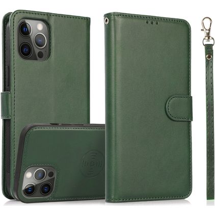 Mobigear Wallet iPhone 16 Pro Hoesje Uitneembare 2in1 Bookcase Portemonnee - Groen