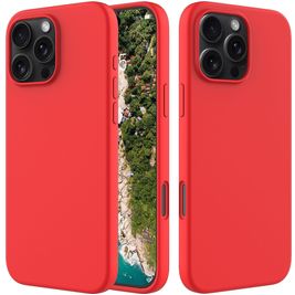 Mobigear Rubber Touch iPhone 16 Pro Max Siliconen Hoesje Backcover - Rood Mobigear Rubber Touch iPhone 16 Pro Max Siliconen Hoesje Backcover - Rood