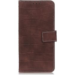 Mobigear Croco LG K50s Hoesje Bookcase Portemonnee - Bruin