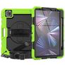 Mobigear SureGrip Xtreme iPad Air 11 Inch (2025) Hoes Hard Kunststof,Siliconen Backcover + Stylus Houder + Schouderband + Standaard - Zwart / Groen