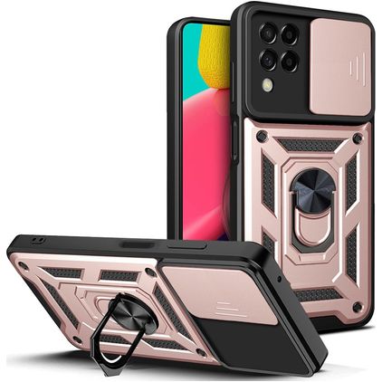 Mobigear Armor Ring Cam Slide Samsung Galaxy M53 Hoesje Hardcase Backcover Shockproof met Ringhouder - Roségoud