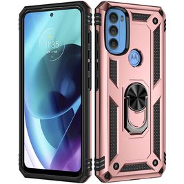 Mobigear Armor Ring Motorola Moto G71 5G Hoesje Hardcase Backcover Shockproof met Ringhouder - Roségoud