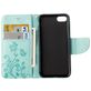 Mobigear Flowers iPhone SE (2020) Hoesje Bookcase Portemonnee - Turquoise
