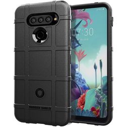 Mobigear Rugged Shield LG K51s Hoesje Flexibel TPU Backcover Shockproof - Zwart