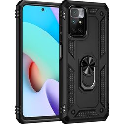 Mobigear Armor Ring Xiaomi Redmi 10 4G Hoesje Hardcase Backcover Shockproof met Ringhouder - Zwart