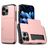 Mobigear Card iPhone 16 Pro Hoesje Hardcase Backcover Shockproof met Pasjeshouder - Roségoud