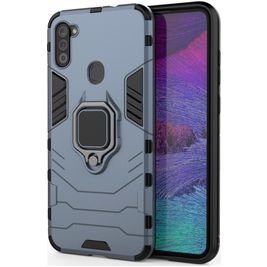 Mobigear Armor Ring Samsung Galaxy A11 Hoesje Hardcase Backcover Shockproof met Ringhouder - Blauw