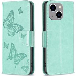 Mobigear Butterfly iPhone 15 Plus Hoesje Bookcase Portemonnee - Groen