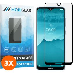 Mobigear Premium Nokia 7.2 Glazen Screenprotector - Case Friendly - Zwart (3-Pack)