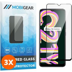 Mobigear Premium Realme C21Y Glazen Screenprotector - Case Friendly - Zwart (3-Pack)