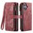 CaseMe C30 iPhone 17 Hoesje Bookcase Portemonnee - Rood